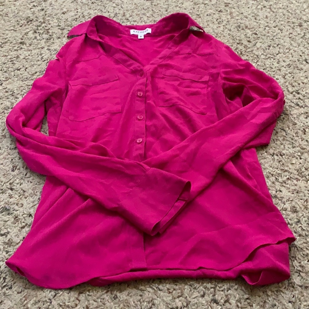 Fuchsia Sheer Button Down From Express - image 2